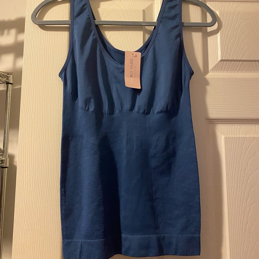 NEARLY NUDE tank. Blue, size XL/1X chest is 14”, Length is 24”. Blue, size XL/1X
